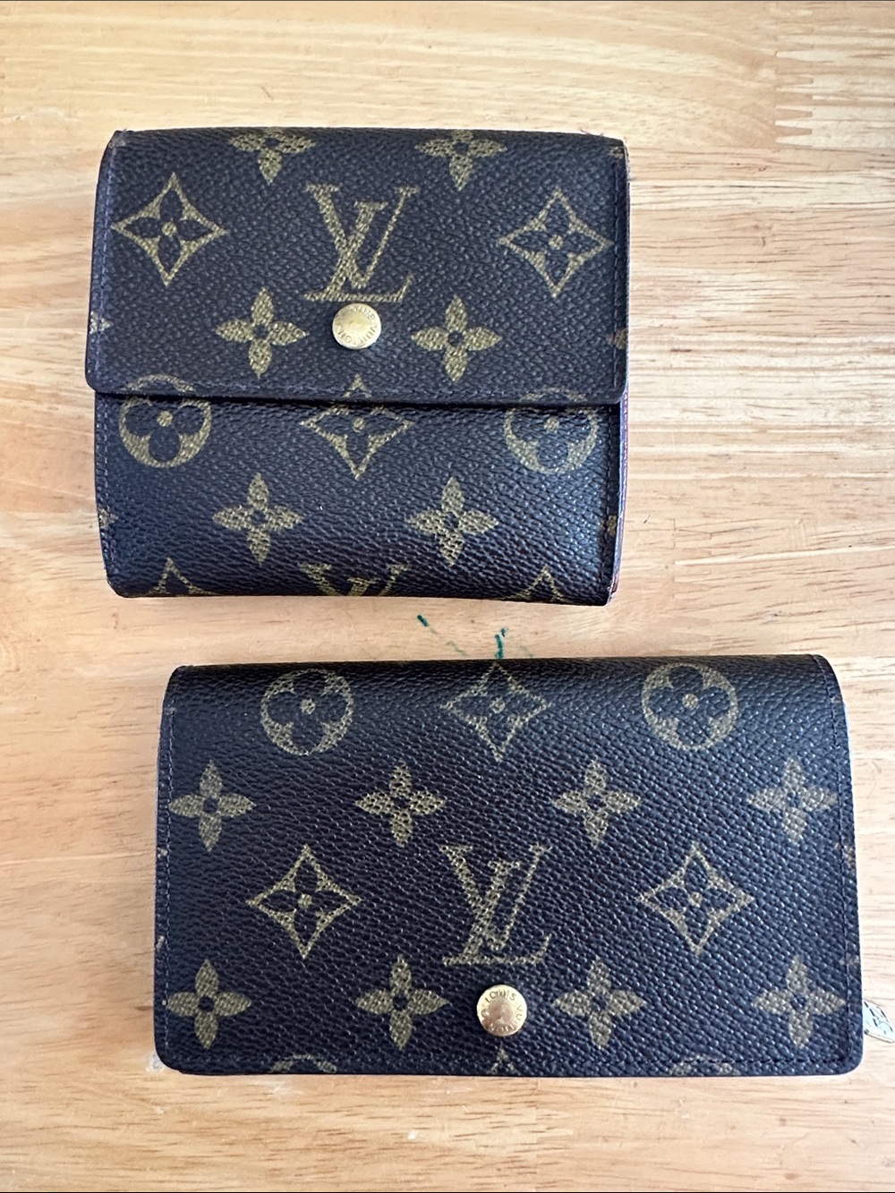 TWO Louis Vuitton Brown Monogram Canvas Wallets